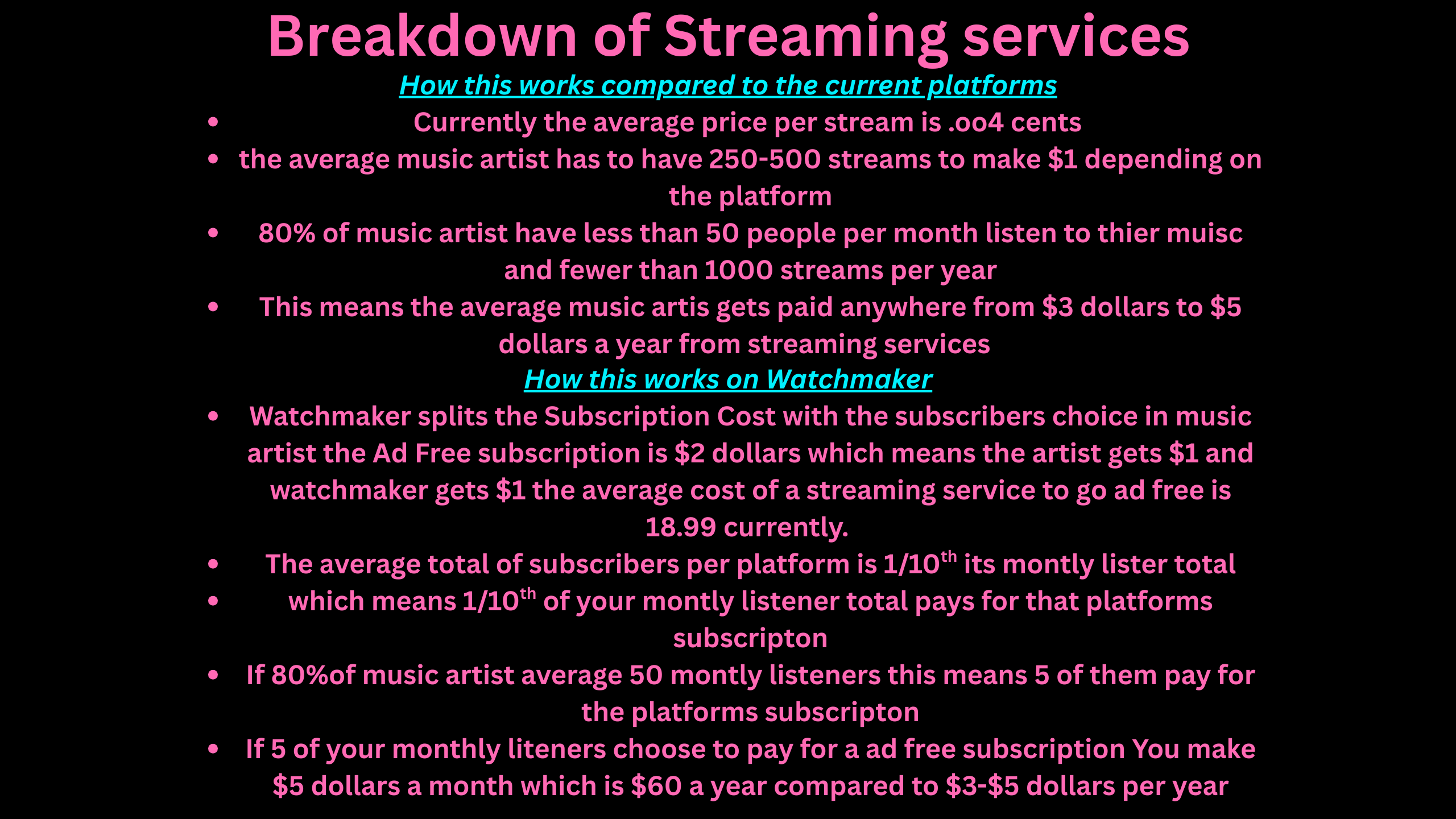 Breakdown of streaming services